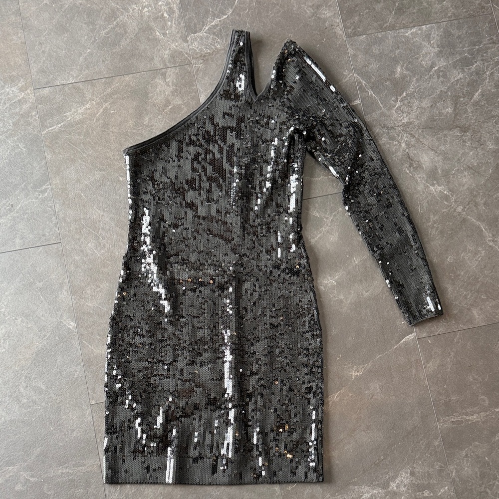One-Shoulder Sequin Mini Dress
